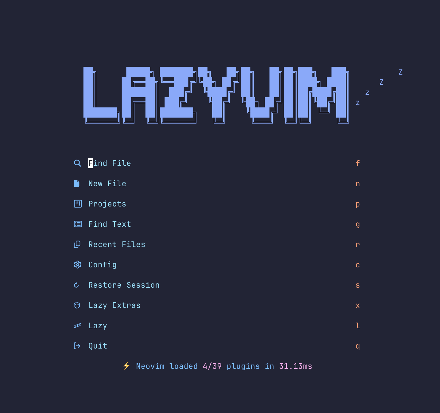 Lazyvim Welcome Screen