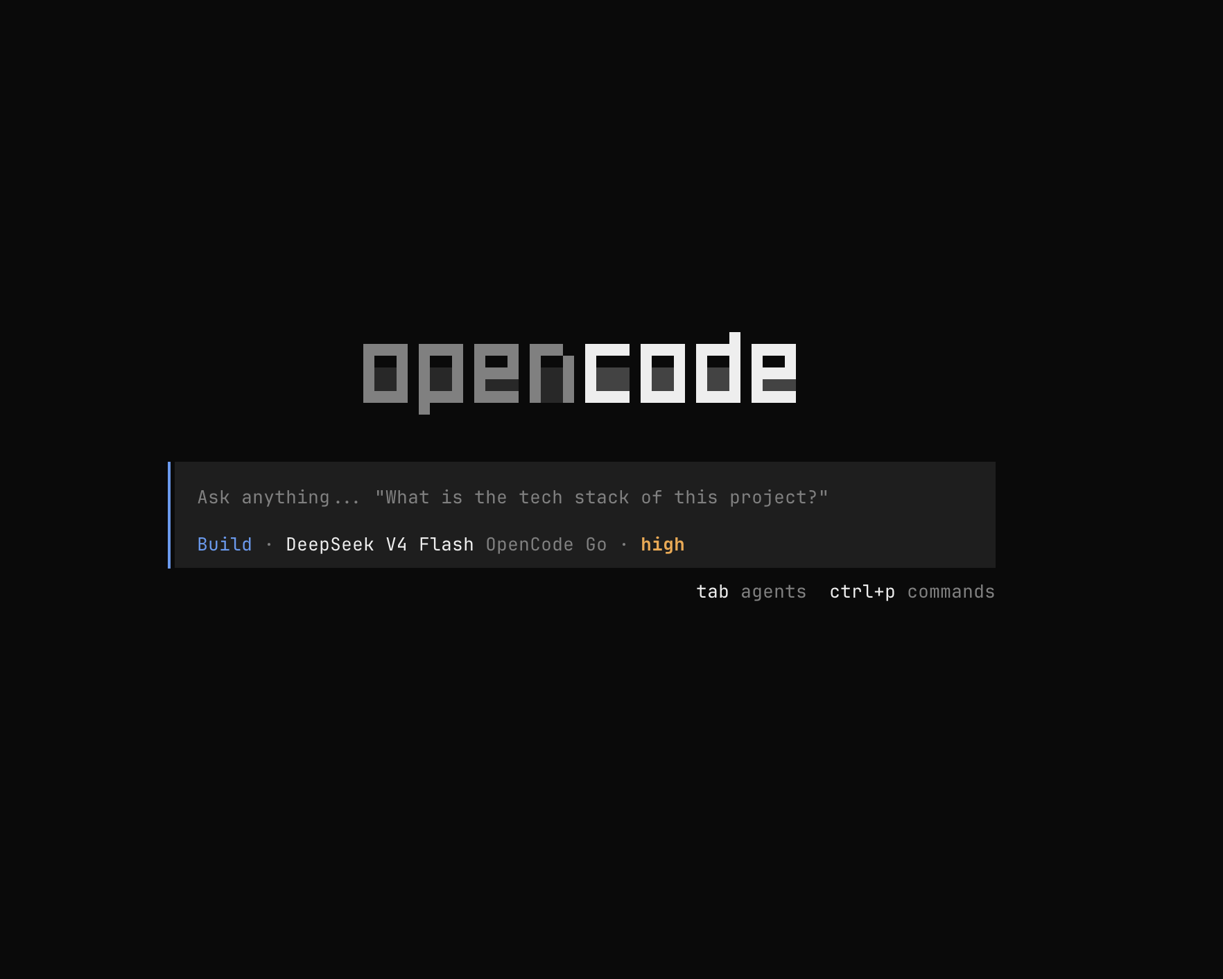 OpenCode Welcome Screen
